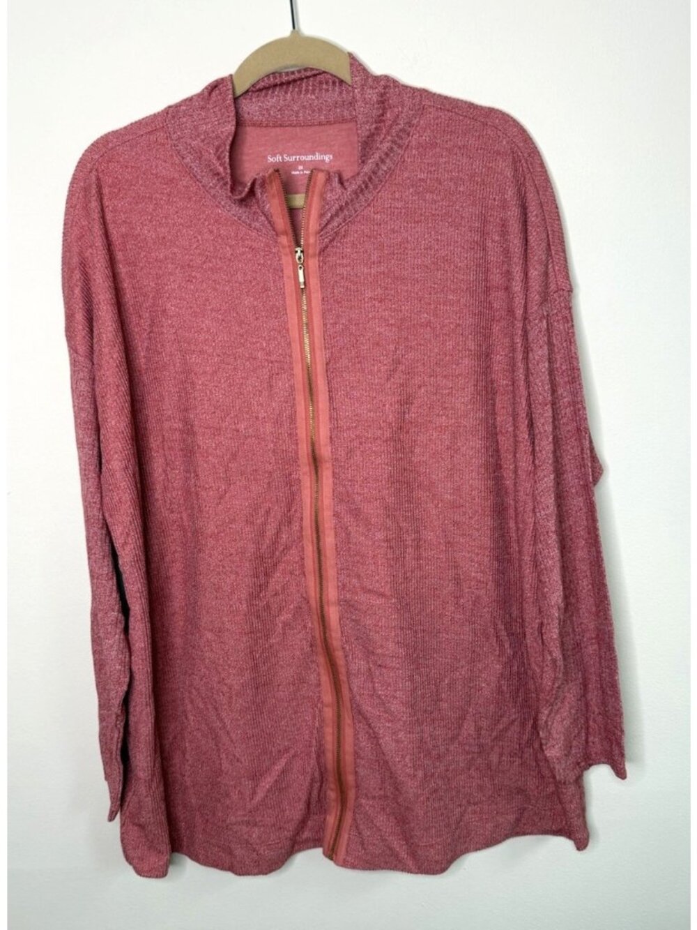 New Soft Surroundings Lhami Zip Knit Top Shirt